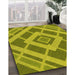 Patterned Olive Green Rug in Family Room, pat1173yw