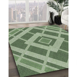 Patterned Forest Green Novelty Rug in Family Room, pat1173