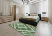 Machine Washable Transitional Medium Forest Green Rug in a Bedroom, wshpat1173