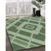 Machine Washable Transitional Medium Forest Green Rug in a Family Room, wshpat1173