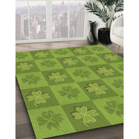 Patterned Pistachio Green Rug, pat1174brn