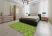 Patterned Pistachio Green Rug in a Bedroom, pat1174brn