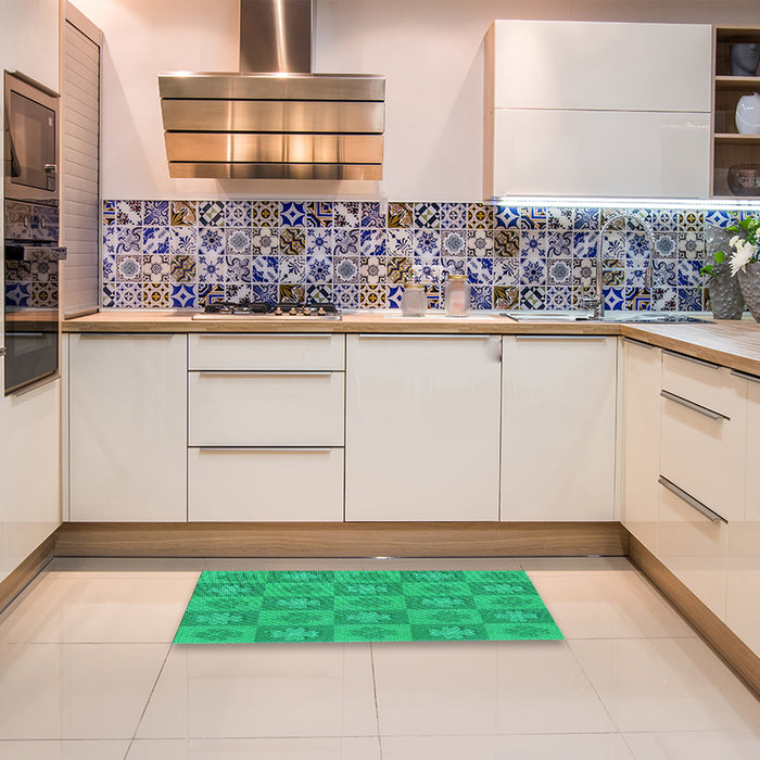 Patterned Spring Green Rug in a Kitchen, pat1174lblu