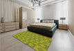 Patterned Green Rug in a Bedroom, pat1174org