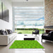 Square Patterned Bright Green Rug in a Living Room, pat1174yw