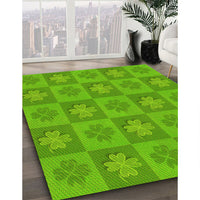 Patterned Bright Green Rug, pat1174yw