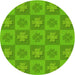 Square Patterned Bright Green Rug, pat1174yw