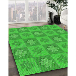 Machine Washable Transitional Neon Green Rug in a Family Room, wshpat1174