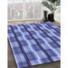 Patterned Denim Blue Rug in Family Room, pat1175blu