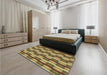 Patterned Dark Bronze Brown Rug in a Bedroom, pat1175brn