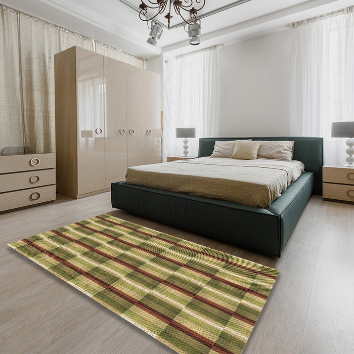 Patterned Dark Bronze Brown Rug in a Bedroom, pat1175brn