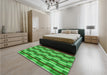 Patterned Green Rug in a Bedroom, pat1175grn