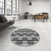 Round Patterned Dark Gray Rug in a Office, pat1175gry