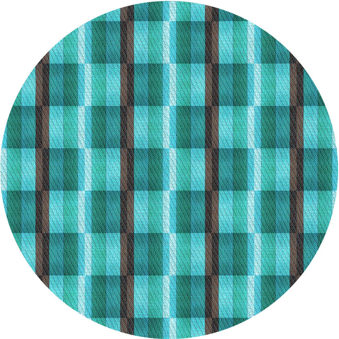Square Patterned Bright Turquoise Blue Rug, pat1175lblu