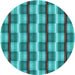 Square Patterned Bright Turquoise Blue Rug, pat1175lblu