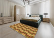 Patterned Mahogany Brown Rug in a Bedroom, pat1175org