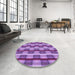 Round Patterned Purple Rug in a Office, pat1175pur