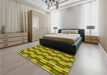 Patterned Dark Bronze Brown Rug in a Bedroom, pat1175yw