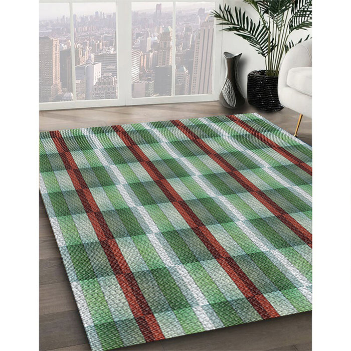 Patterned Green Novelty Rug in Family Room, pat1175