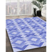 Patterned Light Slate Blue Rug in Family Room, pat1176blu