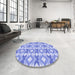 Round Patterned Light Slate Blue Rug in a Office, pat1176blu