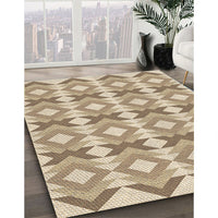 Patterned Khaki Gold Rug, pat1176brn