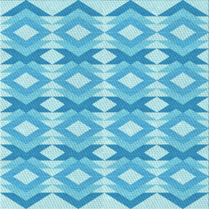 Round Patterned Deep Sky Blue Rug, pat1176lblu