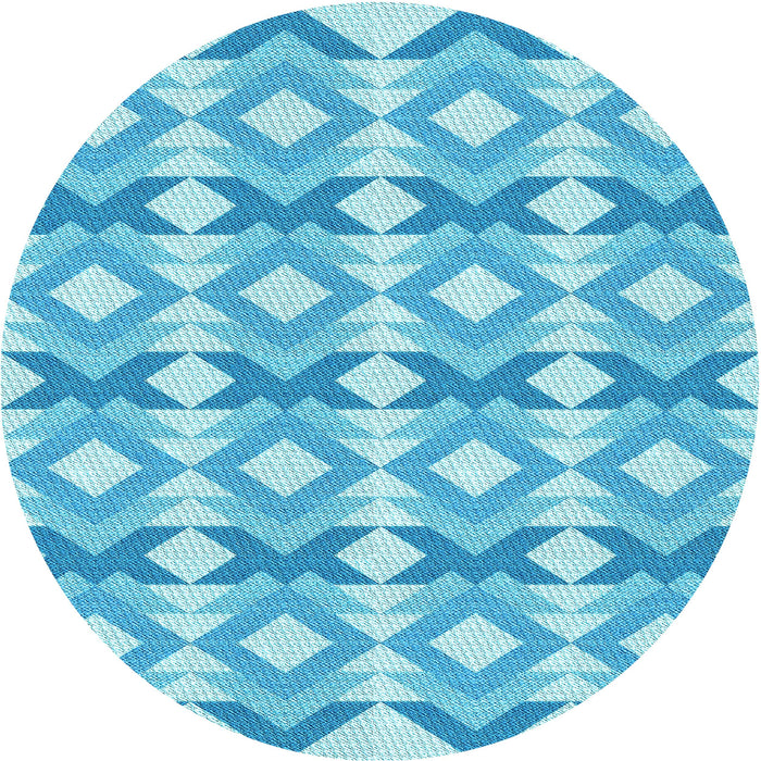 Square Patterned Deep Sky Blue Rug, pat1176lblu