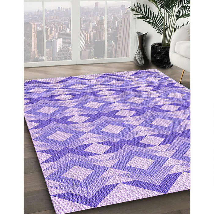 Patterned Purple Rug in Family Room, pat1176pur