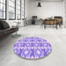 Round Patterned Purple Rug in a Office, pat1176pur