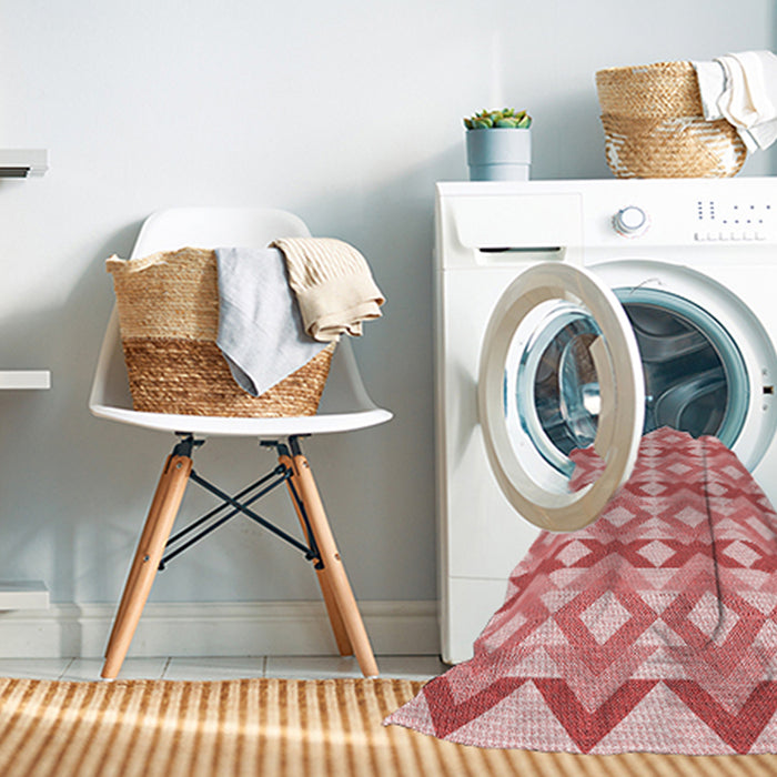 Machine Washable Transitional Pink Rug in a Washing Machine, wshpat1176rd