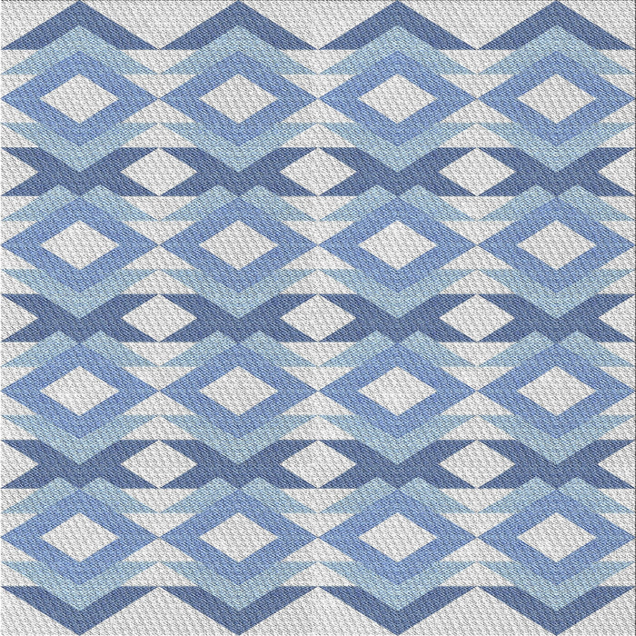 Square Patterned Steel Blue Novelty Rug, pat1176