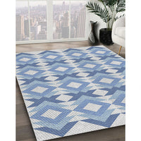 Patterned Steel Blue Novelty Rug, pat1176