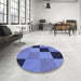 Round Patterned Sky Blue Rug in a Office, pat1177blu