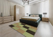 Patterned Brass Green Rug in a Bedroom, pat1177brn