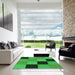 Machine Washable Transitional Green Rug in a Kitchen, wshpat1177grn