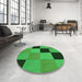 Round Patterned Green Rug in a Office, pat1177grn