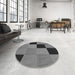 Round Patterned Gunmetal Gray Rug in a Office, pat1177gry