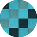 Square Patterned Teal Green Rug, pat1177lblu