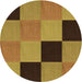 Square Patterned Dark Bronze Brown Rug, pat1177org