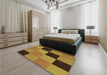 Patterned Dark Bronze Brown Rug in a Bedroom, pat1177org