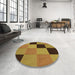 Round Patterned Dark Bronze Brown Rug in a Office, pat1177org