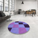 Round Patterned Purple Mimosa Purple Rug in a Office, pat1177pur