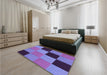 Patterned Purple Mimosa Purple Rug in a Bedroom, pat1177pur