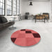 Round Patterned Red Rug in a Office, pat1177rd