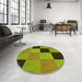 Round Patterned Pistachio Green Rug in a Office, pat1177yw