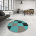 Round Patterned Turquoise Green Novelty Rug in a Office, pat1177