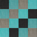 Square Patterned Turquoise Green Novelty Rug, pat1177