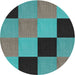 Square Machine Washable Transitional Turquoise Green Rug, wshpat1177