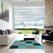 Square Patterned Turquoise Green Novelty Rug in a Living Room, pat1177